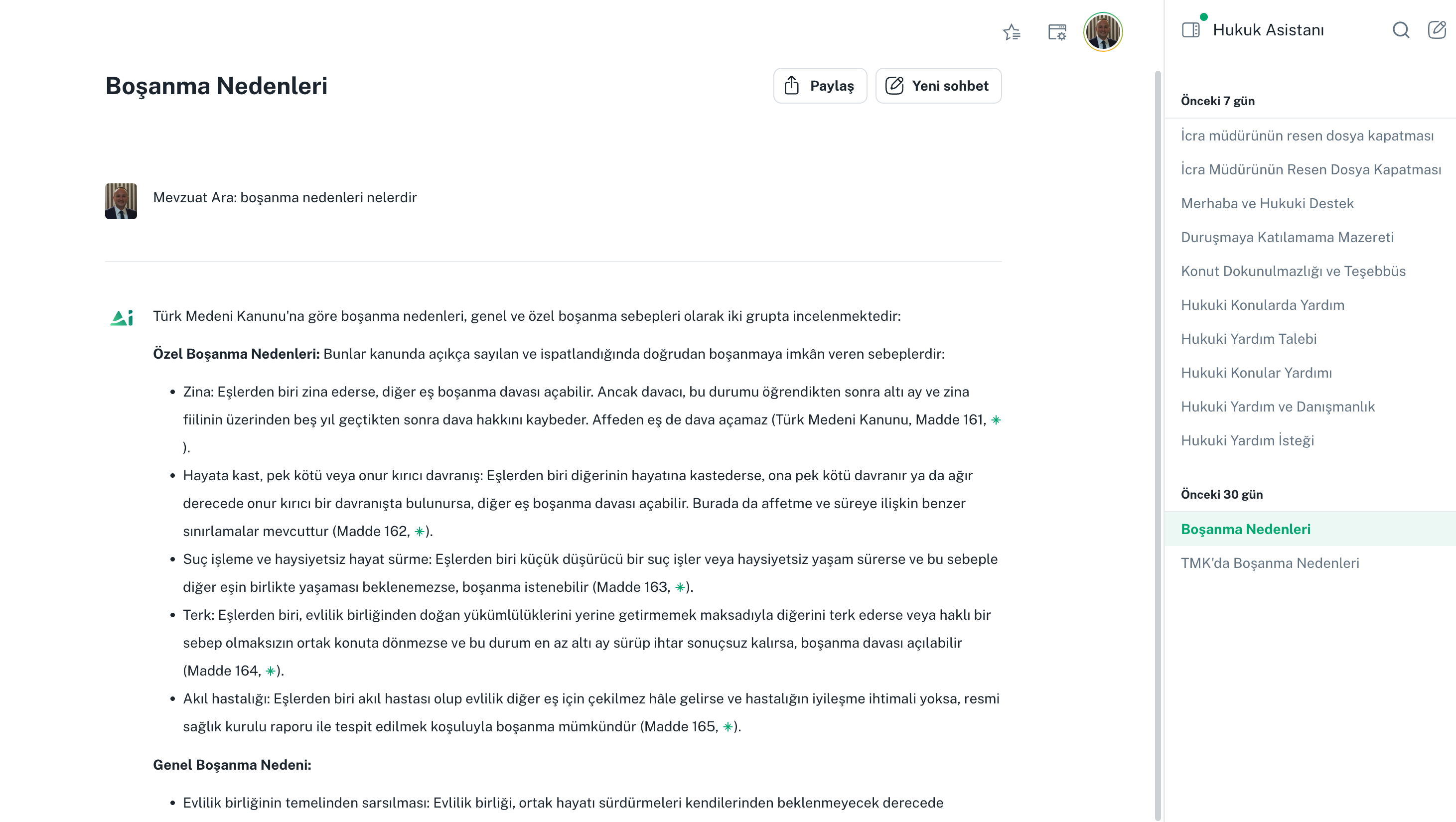 Geçmiş sohbetlere erişim
